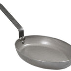 Thumbnail image #2 for JB Prince De Buyer S321 40 Carbon Steel Oval Fry Pan, 16 x 11-1/2 in, Uncoated, Riveted Offset Handle