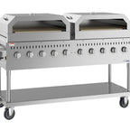 Thumbnail image #7 for Koolmore CGKIT7-P36P36 10-Burner Commercial Outdoor Propane Grill with Dual 36-Inch Pizza Ovens, Mobile Stainless Steel