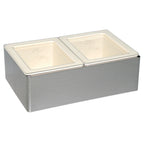 Thumbnail image #1 for Cadco PS-CBC-6CP Cold Bay Pan Holder Kit with 2 Half-Size 6-Inch-Deep Pans, 2 Lids, and Removable Stainless Steel Holder