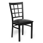 Thumbnail image #1 for JustChair Manufacturing M27118-BLK-COM Stackable Side Chair, Grid Metal Back, Upholstered Seat, COM Only
