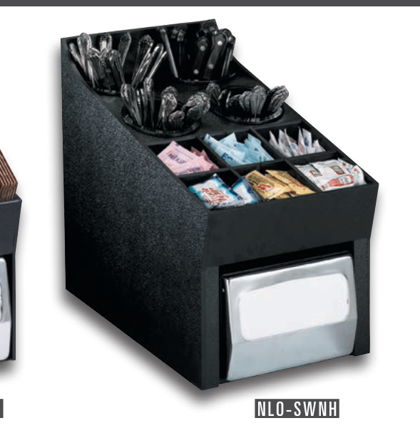 Product image #4 for Dispense-Rite Countertop Silverware, Condiment, and Napkin Organizer with Flatware Holders, Black Polystyrene