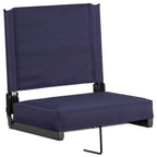 Thumbnail image #1 for Flash Furniture XU-STA-NVY-GG Portable Folding Bleacher Seat, Navy Padded Canvas Seat and Back, Aluminum Frame