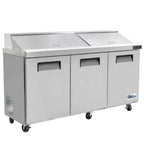 Thumbnail image #1 for USR Brands Coldline SPN-72 Three-Section Narrow-Depth Sandwich/Salad Prep Refrigerator, 72 in, 18-Pan, Stainless Steel