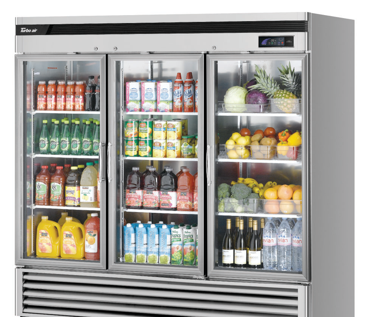 Product image #5 for Turbo Air Super Deluxe 3-Section Self-Contained Glass Door Reach-In Refrigerator, Bottom Mount, 67.02 Cu. Ft.