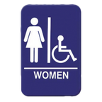 Thumbnail image #1 for Thunder Group PLIS6909BL Women's Restroom Sign, Self-Adhesive, White Lettering on Blue, 6" x 9" Case of 72