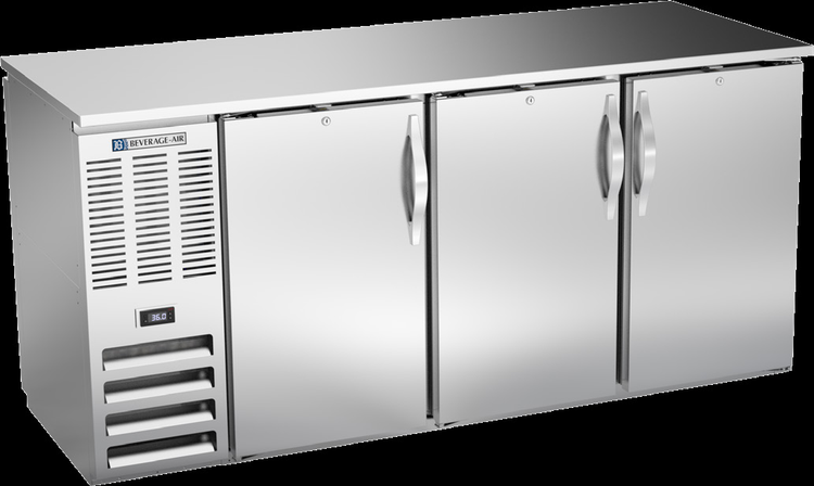 Product image #3 for Beverage-Air 72-Inch Three-Section Pass-Thru Back Bar Refrigerator with Solid Doors