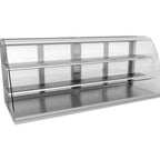 Thumbnail image #1 for RPI Industries Vienna VIDD5-27-R-CV Dry Countertop Pastry Display Case, 69-7/8" W, Full-Service, Curved Glass, 2 Shelves, Stainless Steel