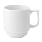 Thumbnail image #1 for Tableware Solutions USA Pure White PWE90028 10 oz Handled China Coffee Mug, Stackable Case of 6
