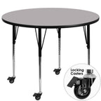 Thumbnail image #2 for Flash Furniture XU-A60-RND-GY-T-A-CAS-GG Round Activity Table, 60" Diameter, Adjustable Height, Gray Laminate Top