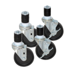 Thumbnail image #1 for Component Hardware CSTPK-5PES-1 4-Piece Shelf Caster Pack, Swivel, 1-Inch Expanding Stem, 5-Inch Polyolefin, 250 lb Capacity, 2 Braked