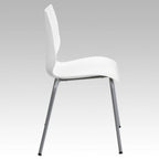 Thumbnail image #2 for Flash Furniture Hercules RUT-288-WHITE-GG Indoor/Outdoor Stacking Chair, White Polypropylene Seat and Back, Silver Powder-Coated Metal Frame