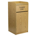 Thumbnail image #1 for Flash Furniture MT-M8520-TRA-OAK-GG 36-Gallon Square Wood-Grain Trash Receptacle with Hinged Swing Door