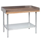 Thumbnail image #1 for Tarrison Products Ltd. TA-HT4S3036G-KIT Baker's Work Table, 36"W x 30"D, 1-3/4" Hardwood Top, Galvanized Base, Side & Rear Splash