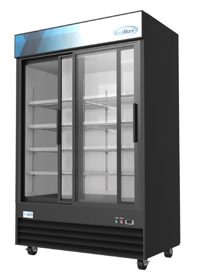 Product image #10 for KoolMore Two-Section Glass Door Merchandiser Refrigerator, 45 Cu. Ft., Sliding Doors, Bottom-Mount, Black