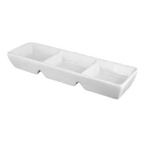 Thumbnail image #1 for Vertex China Signature ARG-D3 3-Compartment China Sauce Dish, 1-1/2 oz. Wells, 7-1/4 x 2-1/4 x 1 in Case of 3 Dozen