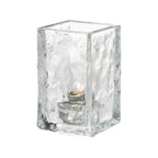 Thumbnail image #1 for Hollowick/Steelite Glacier 5188C Square Clear Glass Votive Lamp, 2-3/4"W x 4-5/8"H, Fits Fuel Cells or Rechargeable Candles