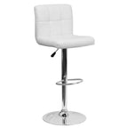 Thumbnail image #1 for Flash Furniture DS-810-MOD-WH-GG Adjustable-Height Swivel Bar Stool with Mid-Back, White Vinyl Upholstery, Chrome Pedestal Base