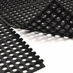 Thumbnail image #2 for Omcan USA 39767 Grease-Resistant Rubber Anti-Fatigue Floor Mat, Red, 36 x 36 x 3/8 in., Interlocking Honeycomb