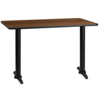 Thumbnail image #1 for Flash Furniture XU-WALTB-3048-T0522-GG Rectangular Dining Table, 48W x 30D x 31-1/8H, Walnut Laminate, Black T-Bases