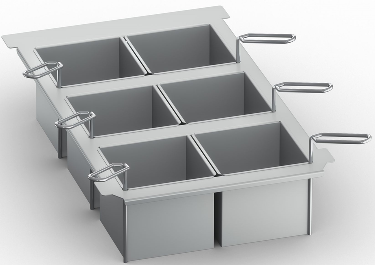 Product image #2 for RATIONAL Portion Basket Kit with 6 Solid 1/6 GN Baskets, Lids, and Frame for Size 2-S