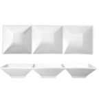 Thumbnail image #1 for International Tableware FA3-12 Rectangular Porcelain Bowl Platter, 3 Compartments, 12"W x 4"D x 1-3/4"H Case of 2 Dozen