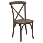 Thumbnail image #1 for Flash Furniture X-BACK-BURDRIFT Stackable Side Chair, Crisscross Back, Veneer Seat, Dark Driftwood