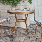 Thumbnail image #2 for Flash Furniture SDA-AD641012-80-WHNVY-NAT-GG Outdoor Round Bistro Table, 31.5" Tempered Glass Top, White/Navy PE Rattan, Natural Frame
