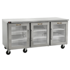 Thumbnail image #1 for Traulsen Dealer's Choice CLUC-72R-GD-LRR-LK Three-Section Undercounter Reach-In Refrigerator, Glass Doors, Stainless Steel, 72.25"
