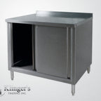 Thumbnail image #1 for Klinger's Trading BCB2436 Cabinet Table with Sliding Doors, 24" W x 36" D x 35" H, 18/430 all stainless steel, sliding doors, optional middle shelf