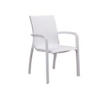 Thumbnail image #1 for Grosfillex Sunset UT664096 Outdoor Stacking Armchair, Textilene Sling, White Frame Case of 4