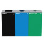 Thumbnail image #1 for Alpine Industries ALP4450-BLK-KIT40 87-Gallon 3-Stream Steel Recycling Bin and Trash Can Station