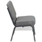 Thumbnail image #2 for Flash Furniture Hercules XU-CH0221-GY-SV-BAS-GG Extra Wide Stacking Church Chair, Gray Fabric Upholstery, 800 lb Capacity