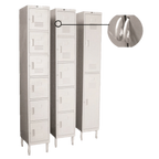 Thumbnail image #1 for GSW USA EL-6DR 6-Tier Employee Locker, 12"W x 20"D x 77"H, Grid-Vented, with Door Pulls