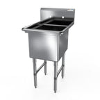 Thumbnail image #1 for NBR Equipment 1SS-242414 1-Compartment Stainless Steel Sink, 24"W x 24"D x 14"H Basin, 10" Backsplash, 16-Gauge 300 Series