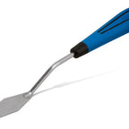 Thumbnail image #1 for JB Prince B104 Offset Palette Spatula, 3" Diamond-Shape Stainless Steel Blade, Blue Plastic Handle