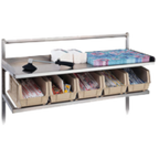 Thumbnail image #1 for Dinex DXPISSS48 Stainless Steel Starter Station, 48-Inch, Top Shelf, 5-Bin Supports, 4-Inch Swivel Casters