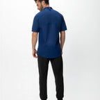Thumbnail image #2 for Chef Works CBZ04-OCB-2XL Short Sleeve Chef Coat, Center Zipper, Ocean Blue, 2XL