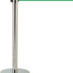 Thumbnail image #1 for AARCO Products HCGT-10GR Portable Retractable Belt Barrier, 10-ft Green Belt, Chrome Post, Metal Base