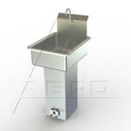 Thumbnail image #1 for AERO Manufacturing LB Stainless Steel Hand Sink, Pedestal Base, Foot Pedal Valves, Gooseneck Spout, 16 x 21 x 8 in