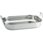 Thumbnail image #1 for TableCraft Products CW2032 6-Qt Tri-Ply Stainless Steel & Aluminum Roasting Pan, 14" x 11" x 2-1/2", Without Cover Case of 4