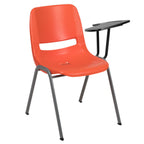 Thumbnail image #1 for Flash Furniture Hercules RUT-EO1-OR-LTAB-GG Ergonomic Shell Chair with Left-Handed Flip-Up Tablet Arm, Orange Plastic Seat and Back
