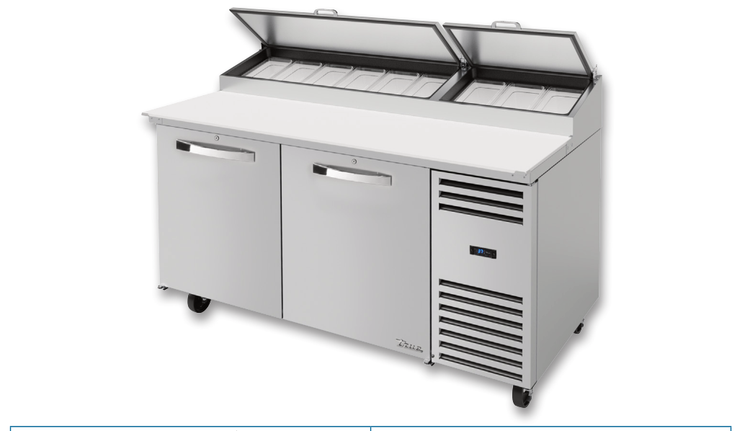Product image #1 for True Spec Series 2-Section Pizza Prep Table, 67-Inch Wide, Rear-Mounted Self-Contained Refrigeration