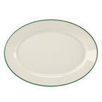 Thumbnail image #1 for Steelite International HL Ivory HL15463930 China Rolled-Edge Oval Platter, 10.5 x 7.25 in, Green Line Case of 2 Dozen
