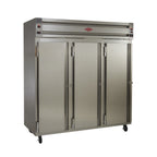 Thumbnail image #1 for Utility Refrigerator HC-90-SS-6S-N 3-Section Reach-In Hot Food Holding Cabinet, Shallow Depth, Half-Height Solid Stainless Steel Doors