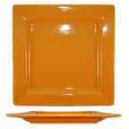 Thumbnail image #1 for International Tableware Elite Harvest EL-10-BN Square Stoneware Plate, 10-3/4", Wide Rim, Rolled Edge, Butternut 1 Dozen