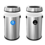 Thumbnail image #2 for Alpine Industries ALP470-65L-R-T 2-Stream Stainless Steel Recycling Bin and Trash Receptacle, Open Top, 17 Gallon Each
