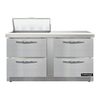 Thumbnail image #1 for Continental Refrigerator SW60N8-FB-D Two-Section Refrigerated Sandwich Prep Table, 4 Drawers, 8-Pan Top, Front-Breathing