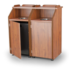 Thumbnail image #1 for JustChair Manufacturing TRCPT-11SH-DBL-GR3 Double Bar Trash Receptacle with Drop Chute and Tray Shelf, 35 gal, 45 x 23.25 x 48 in