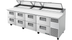 Thumbnail image #5 for True 119-Inch 4-Section Pizza Prep Table with 8 Drawers, White Poly Cutting Board, and Self-Contained Refrigeration