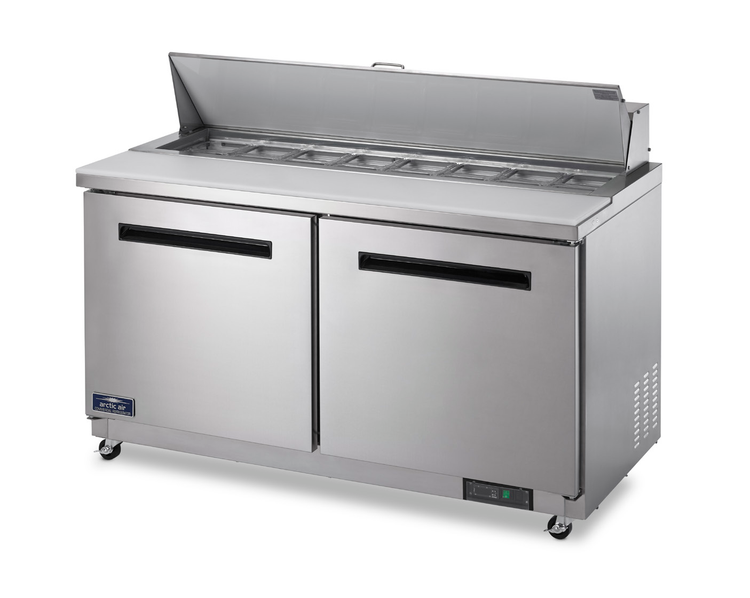Product image #6 for Arctic Air AST60R Two-Section Stainless Steel Sandwich/Salad Prep Table, 61-1/4 In., 15.5 Cu. Ft.